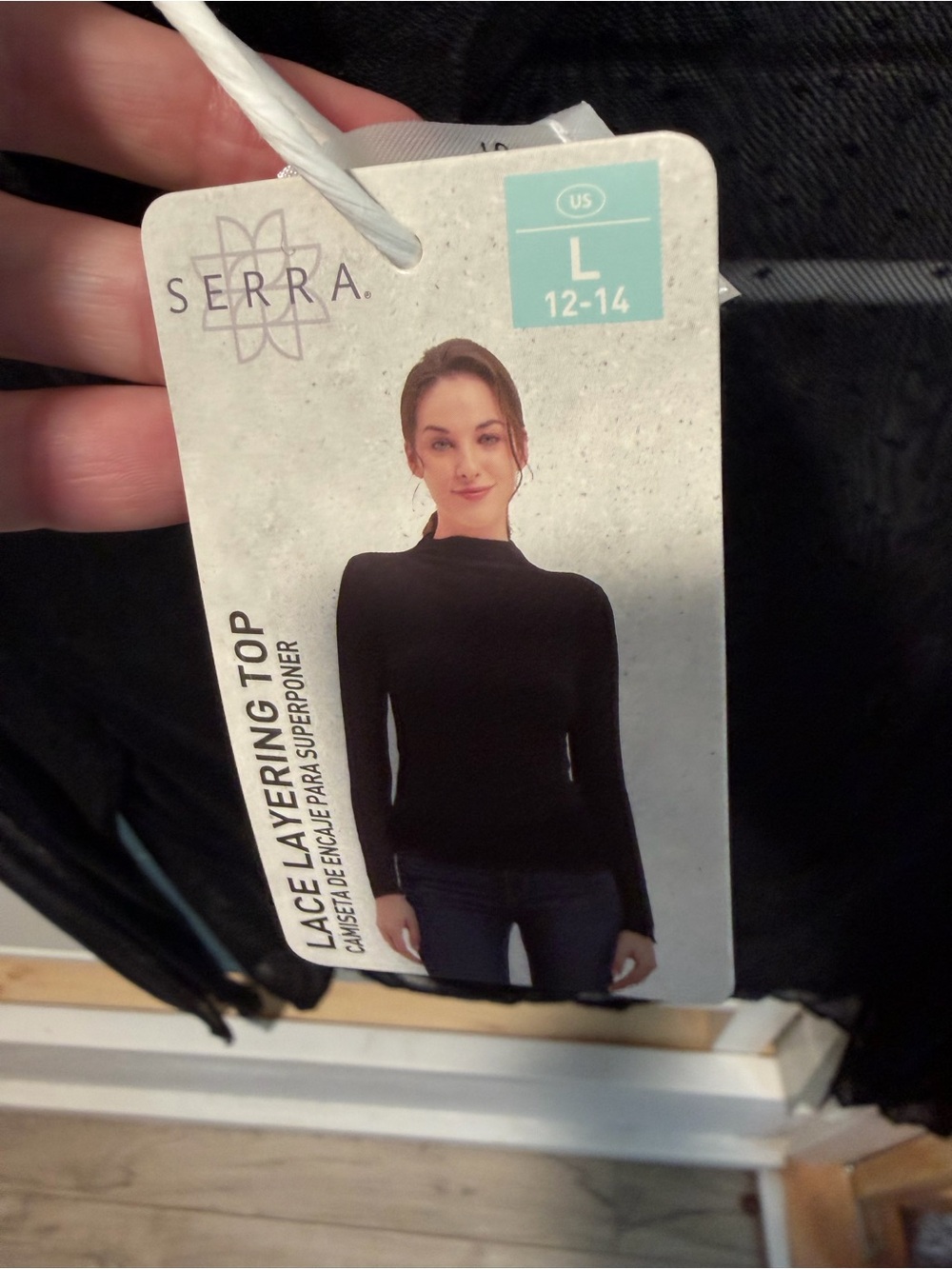 Serra Black Lace Layering Long Sleeve Top